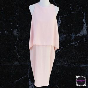 ASOS Sleeveless Cape Sheath Dress Pink EUC